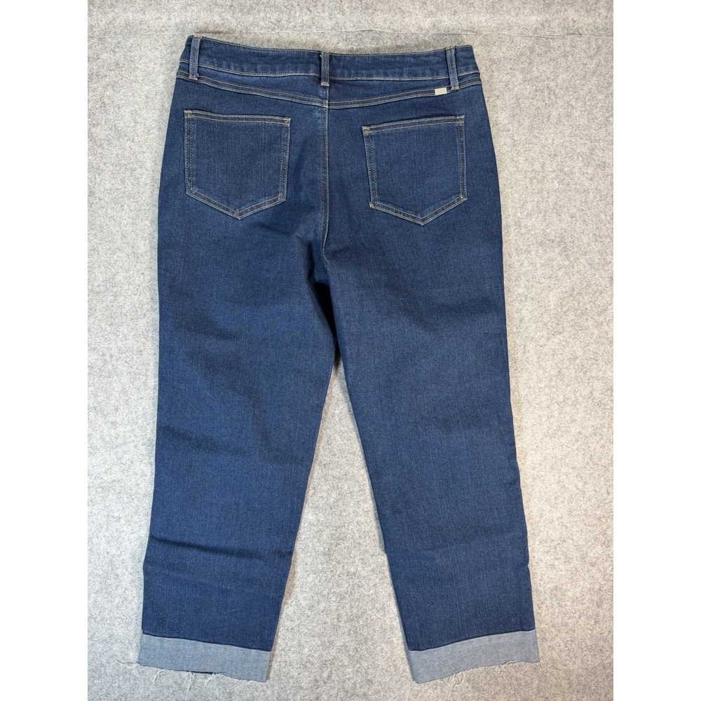 1822 Denim Taylor Women's Jeans Size 14 Cuffed Raw Hem Stretch Dark Wash - Picture 10 of 11